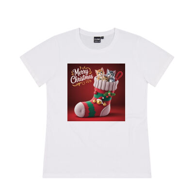 Merry Christmas - 3 Cats in Christmas Sock (Women) Thumbnail