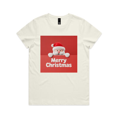 Merry Christmas Santa Peek T-shirt (Women) Thumbnail